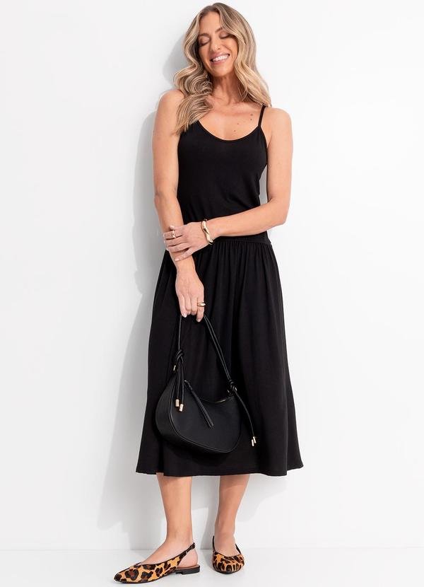 Vestido Preto em Malha Suede