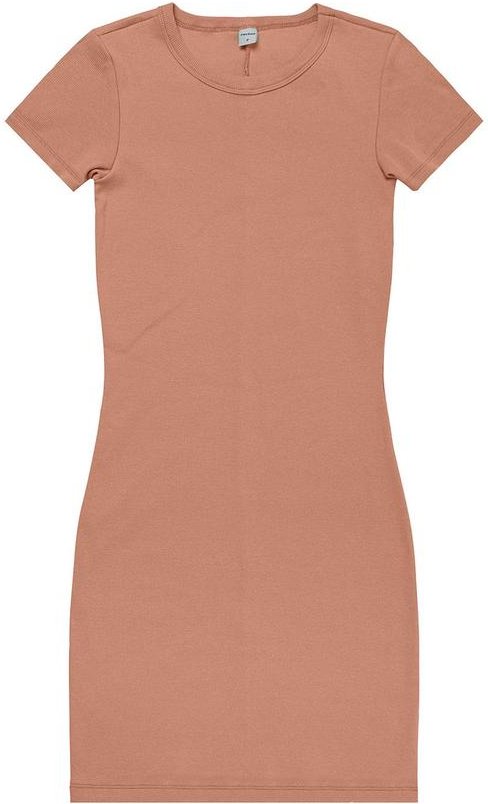 Vestido Acinturado em Ribana Canelada Marrom