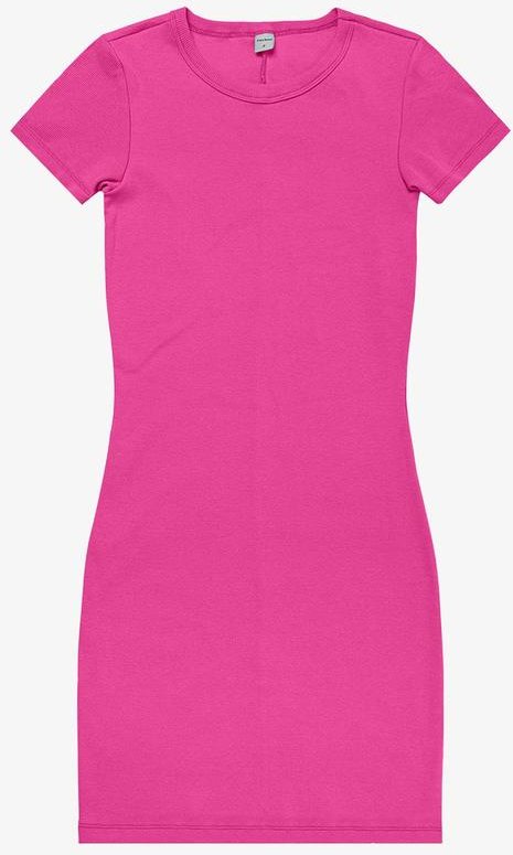 Vestido Acinturado em Ribana Canelada Rosa