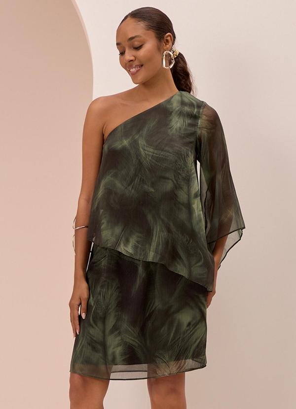 Imagem principal Vestido Estampado de um Ombro Só Verde Lunender Lunender