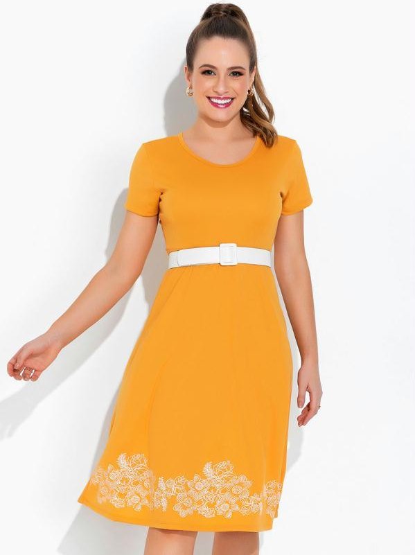 Imagem principal Vestido Mostarda com Estampa Rosalie Rosalie