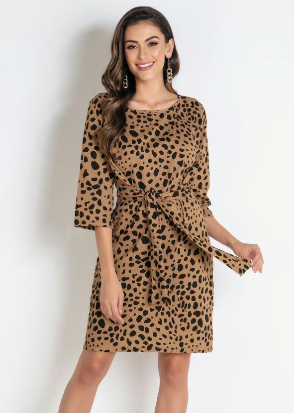 Imagem principal Vestido Bege com Amarração na Cintura Moda Pop Moda Pop