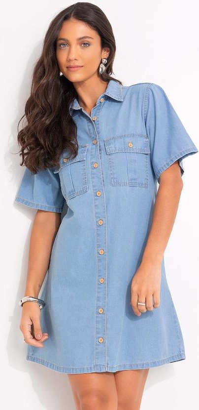 Imagem principal Vestido Jeans Claro em Jeans Leve Quintess Quintess