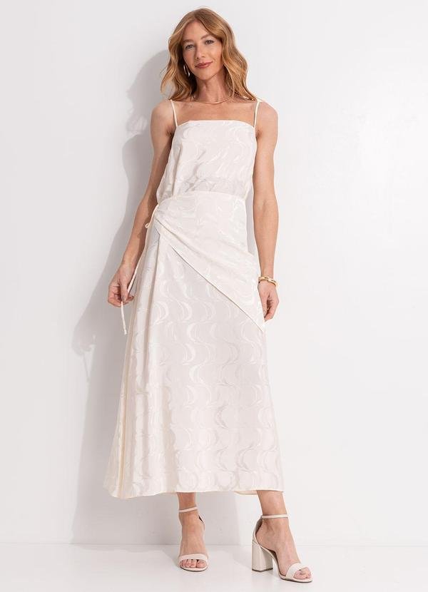 Vestido Alcinhas Jacquard Bege