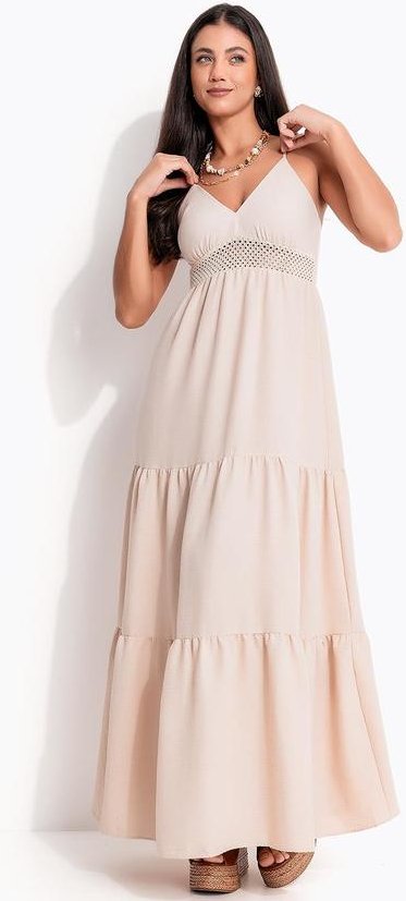 Imagem principal Vestido Alongado Bege em Air Flow Quintess Quintess