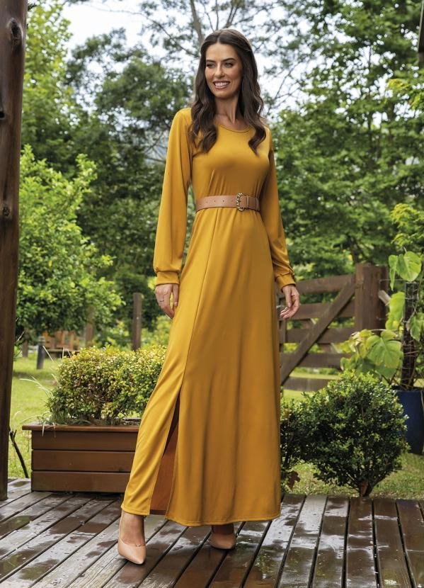 Imagem principal Vestido com Fenda Mostarda Rosalie Rosalie