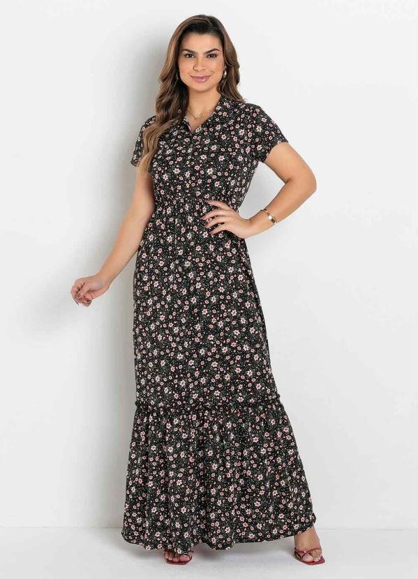 Imagem principal Vestido com Gola Floral Preto Rosalie Rosalie