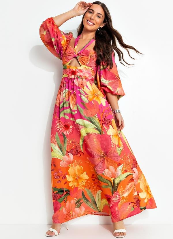 Vestido Cropped em Viscose Laranja