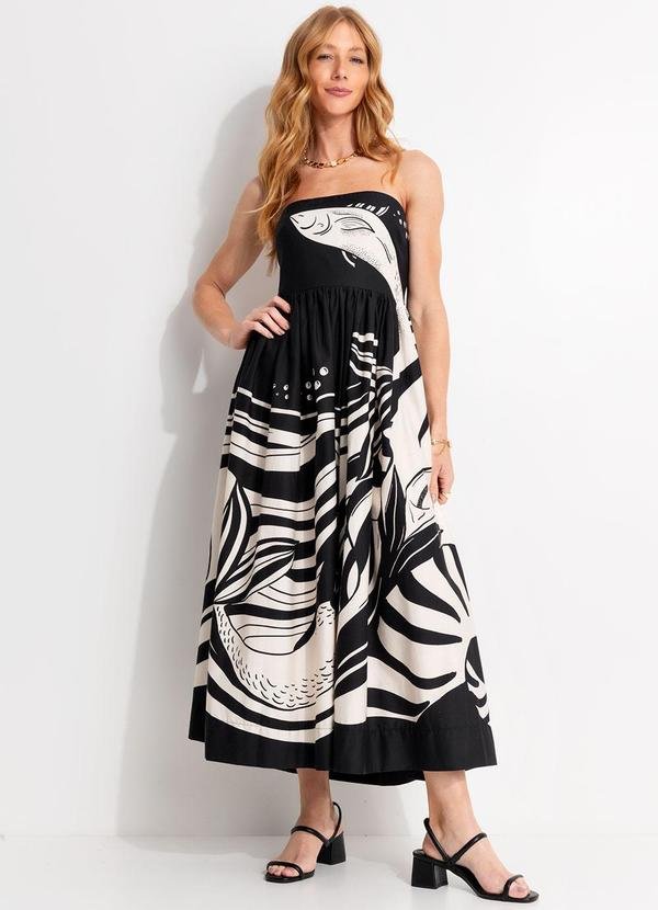 Vestido Cropped Festa de Mar Preto