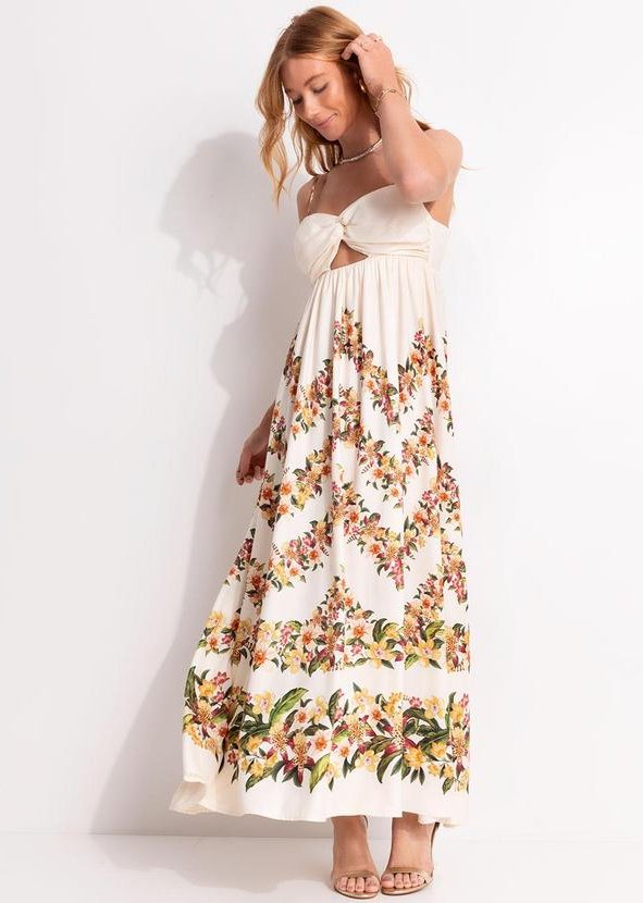 Imagem principal Vestido Cropped Floral Mali Bege FARM FARM