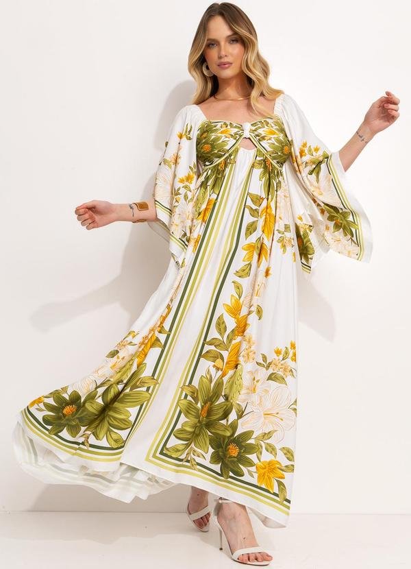 Vestido Cropped Lenço em Viscose Off White