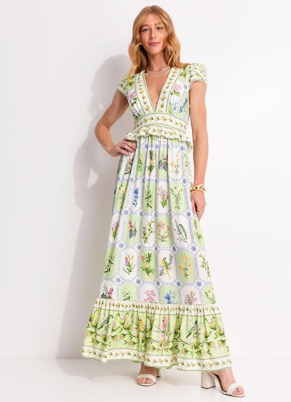 Vestido Cropped Porcelana Tropical Verde