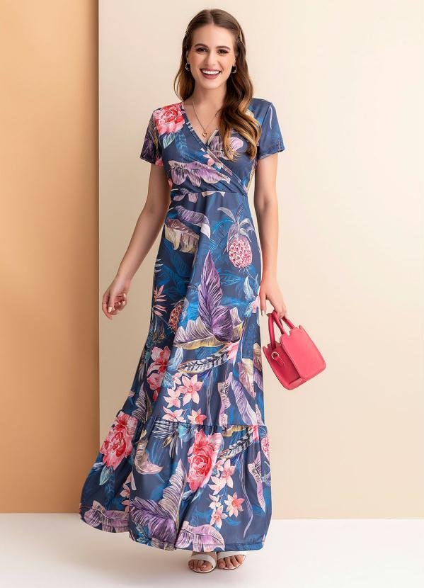 Imagem principal Vestido Folhas MarinhoCom Babado Rosalie Rosalie