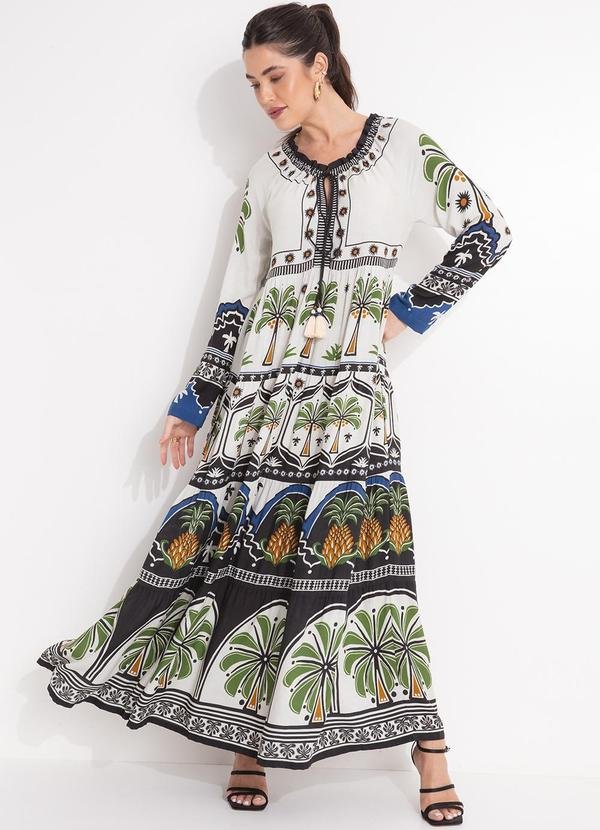 Vestido Jardim Tropical Bege