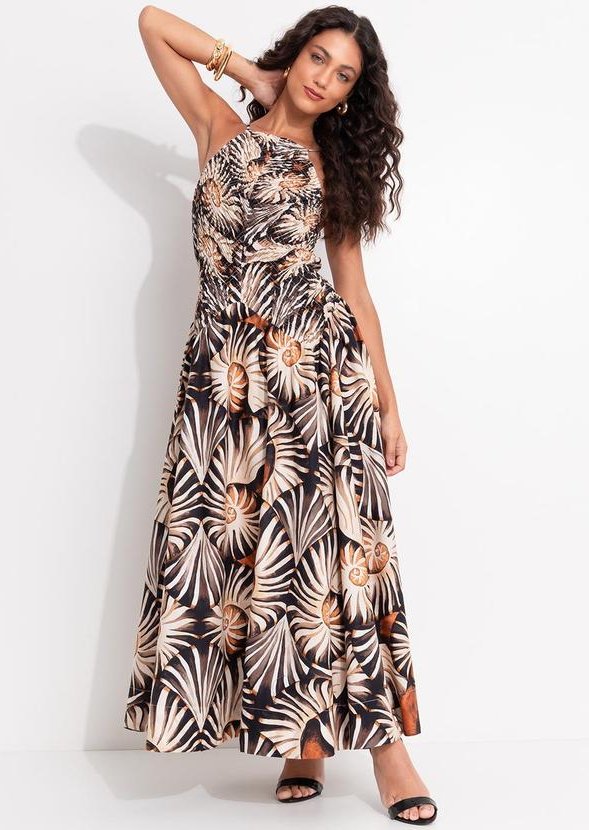 Vestido Lastex Mar de Concha Preto