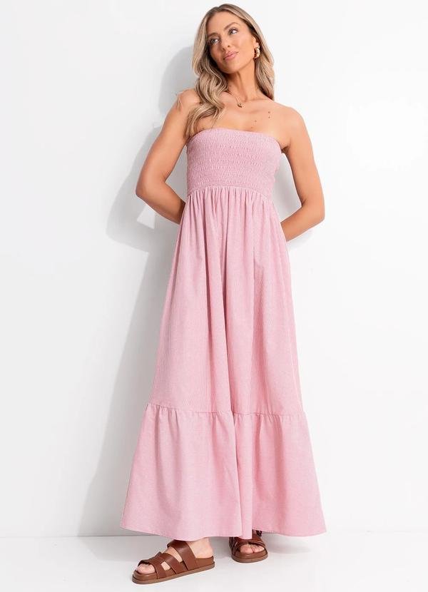 Imagem principal Vestido Listrado Vermelho Claro em Tricoline Quintess Quintess