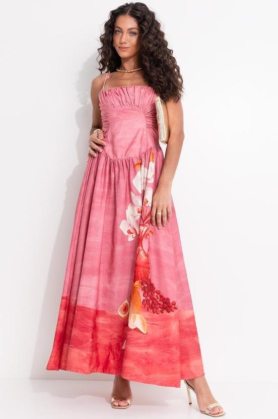 Vestido Longo Afrodite Rosa Jambo Rosa
