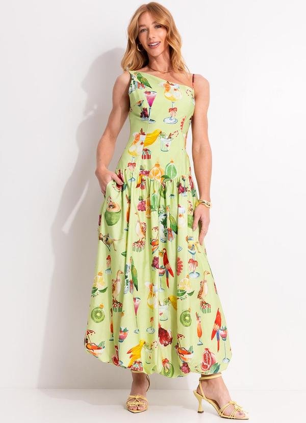 Vestido Longo Balonê Coquetel Verde
