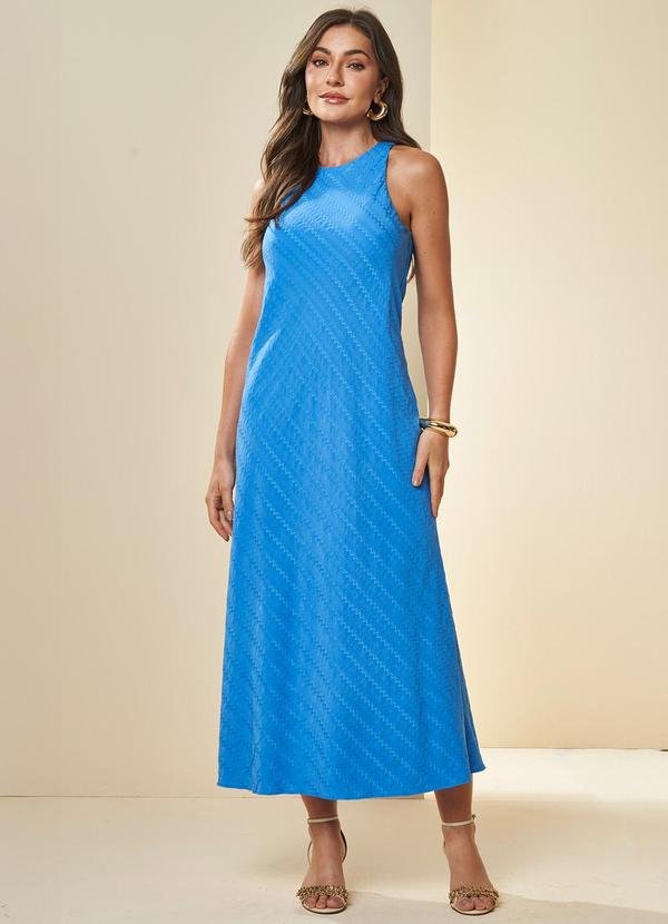 Vestido Longo Brisamar Texturizado Azul