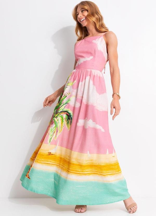 Vestido Longo Coqueirão Rosa