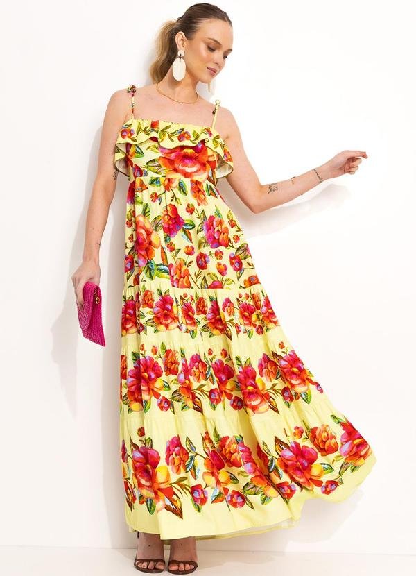 Imagem principal Vestido Longo em Viscolinho Amarelo FARM FARM