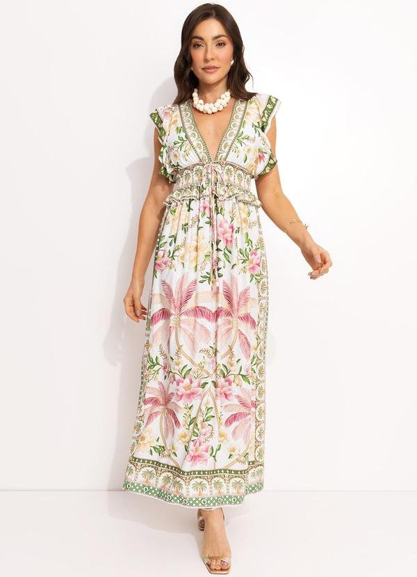 Vestido Longo em Viscose Off White