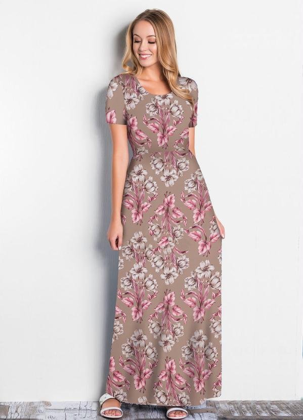 Imagem principal Vestido Longo Floral Nude Rosalie Rosalie
