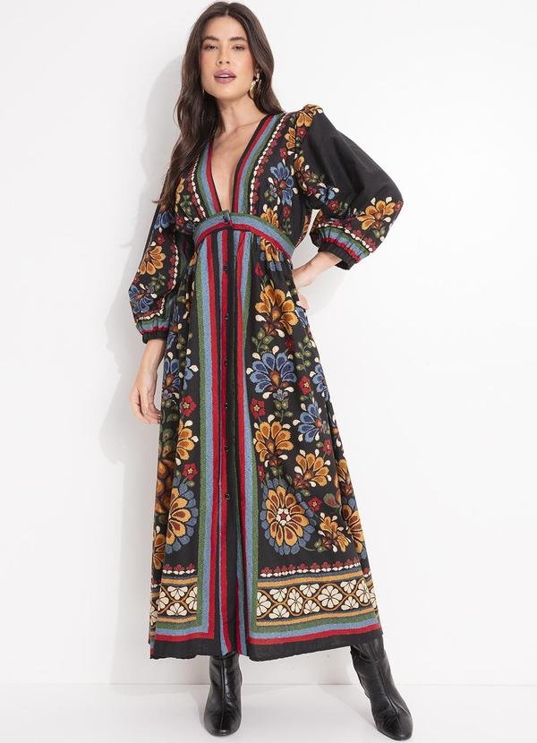 Vestido Longo Lenco Latina Preto