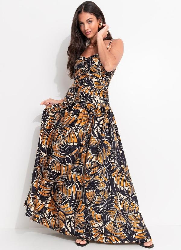 Vestido Longo Leque de Tucano Preto