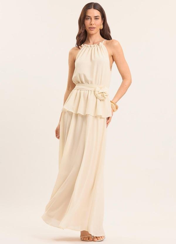 Imagem principal Vestido Longo Lusitana com Babado Branco Doce Trama Doce Trama