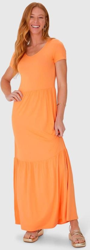Imagem principal Vestido Longo Marias em Viscose Stretch Laranja Malwee Malwee