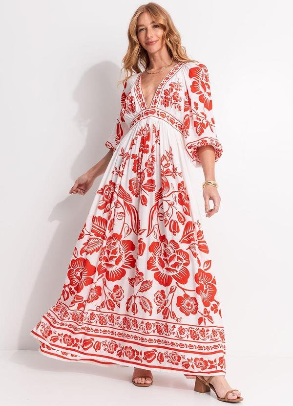 Vestido Longo Noite de Pássaro Off White