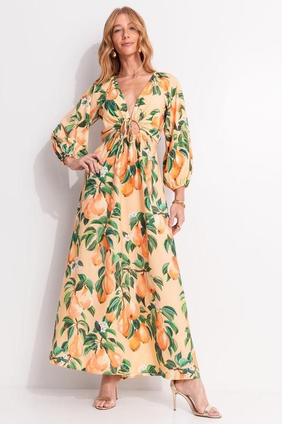 Vestido Longo Pera Chic Laranja