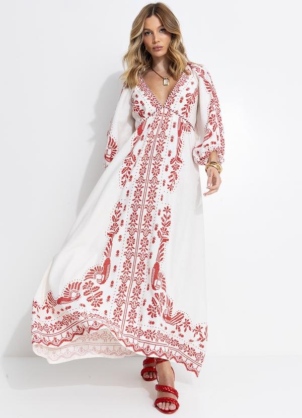 Vestido Longo Relicário Tropical Off White