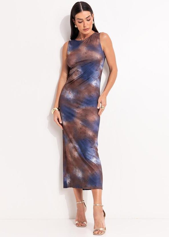 Vestido Marmorizado em Malha Fria