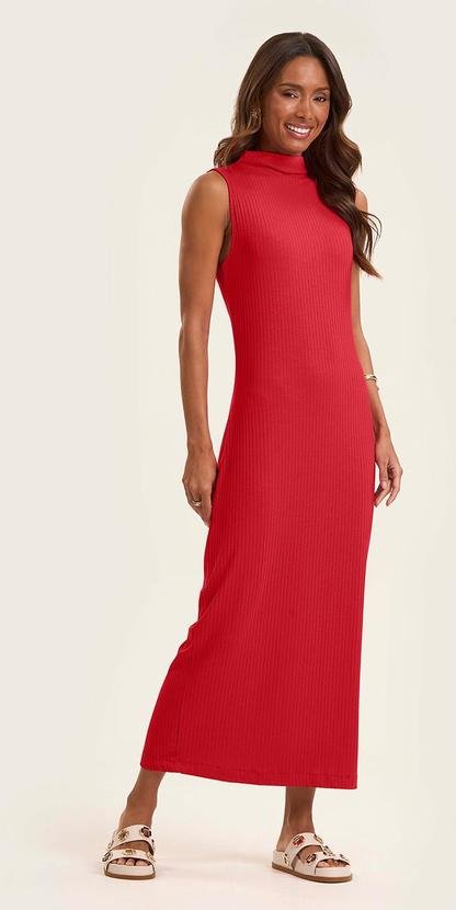 Imagem principal Vestido Midi Ribana Canelada Vermelho Rovitex Rovitex