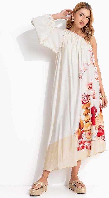 Vestido Ombro Só Afrodite Bege