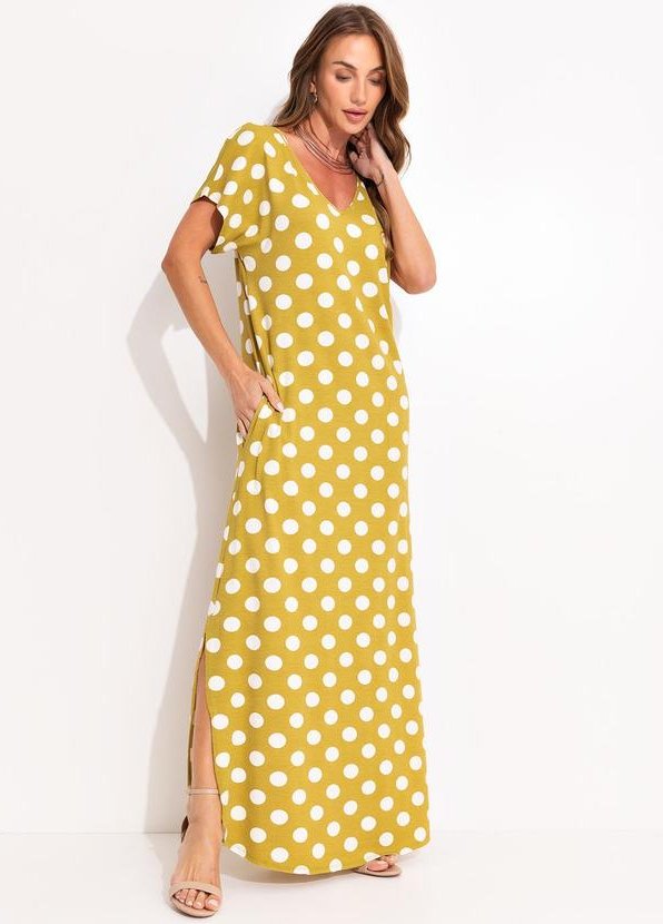 Imagem principal Vestido Poá Verde em Malha de Viscose Quintess Quintess