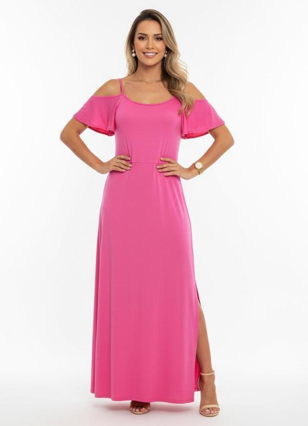 Imagem principal Vestido Rosa com Fenda e Ombros Vazados Quintess Quintess