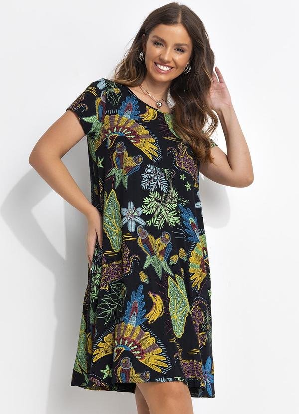 Imagem principal Vestido Floresta Preta em Malha de Viscose Quintess Quintess