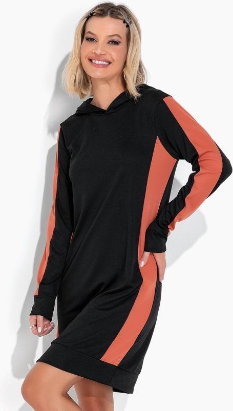 Imagem principal Vestido Preto e Marrom com Capuz e Recortes Moda Pop Moda Pop