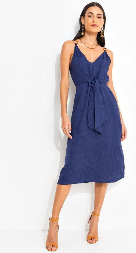 Imagem principal Vestido Azul Marinho em Tecido Texturizado Quintess Quintess