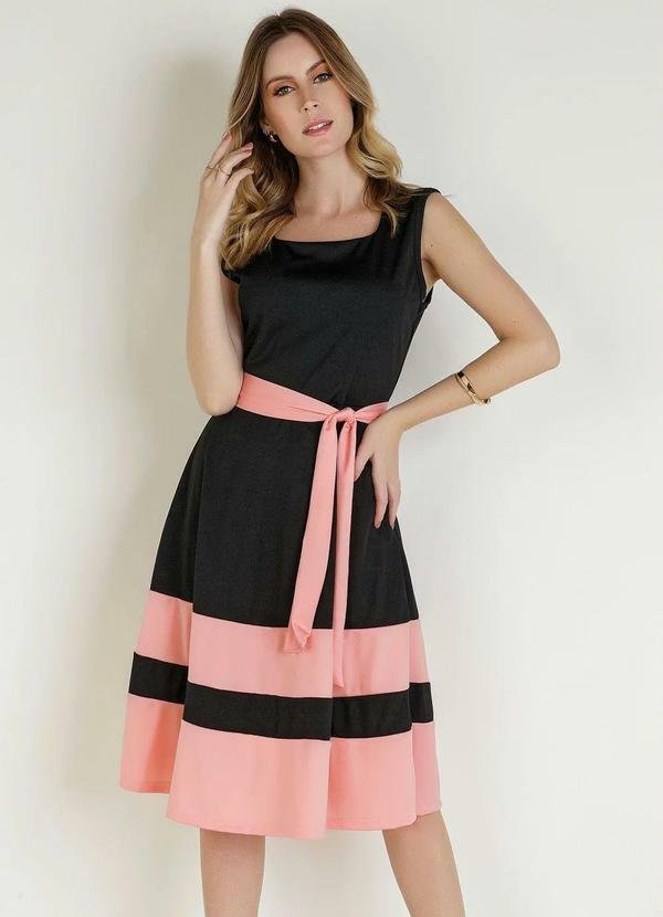 Imagem principal Vestido Bicolor Salmão com Faixa Rosalie Rosalie