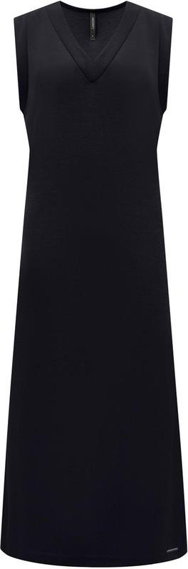 Vestido com Decote em V Midi Chá Tricô Preto