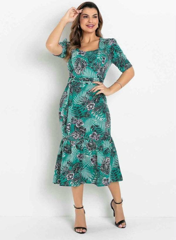 Imagem principal Vestido com Faixa Folhagem Verde Rosalie Rosalie