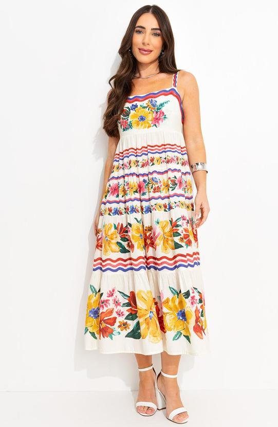 Vestido Cropped Lenço Floraline Off White