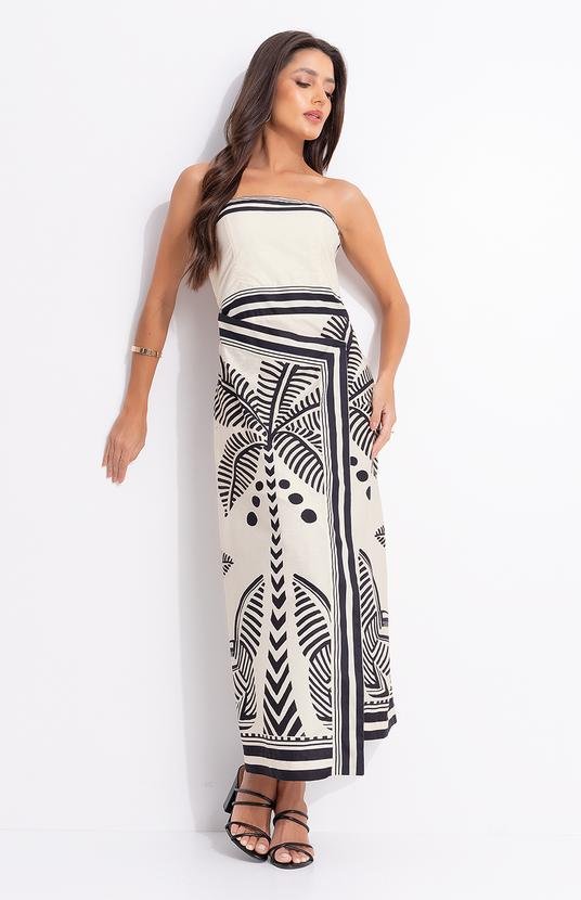 Vestido Cropped Listra Tropical Bege