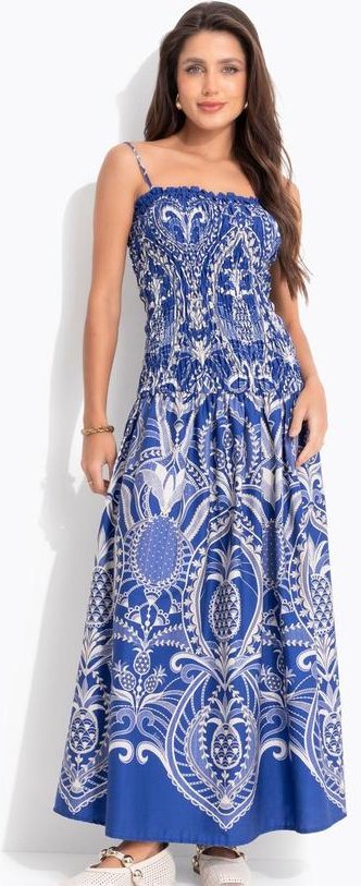 Vestido Cropped Primor de Abacaxi Azul