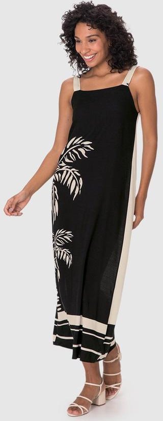 Imagem principal Vestido Evasê Mídi Tropical Preto Malwee Malwee