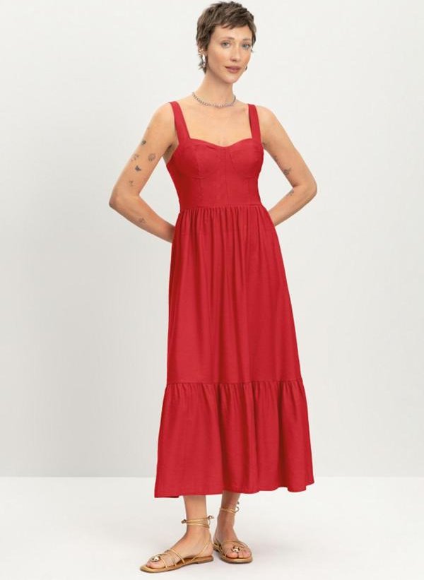 Imagem principal Vestido Feminino em Alfaiataria Vermelho Essendi Essendi